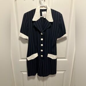Joseph Ribkoff Navy and White Pinstripe Romper